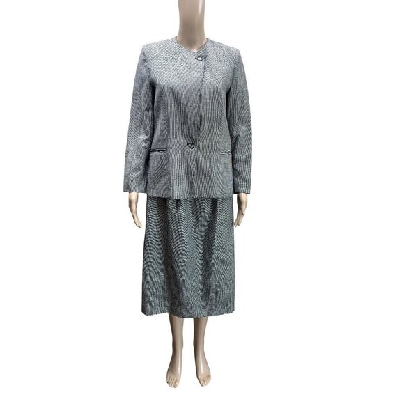 Ms Chaus Vintage Career Skirt Set Rayon and Silk Gray 6